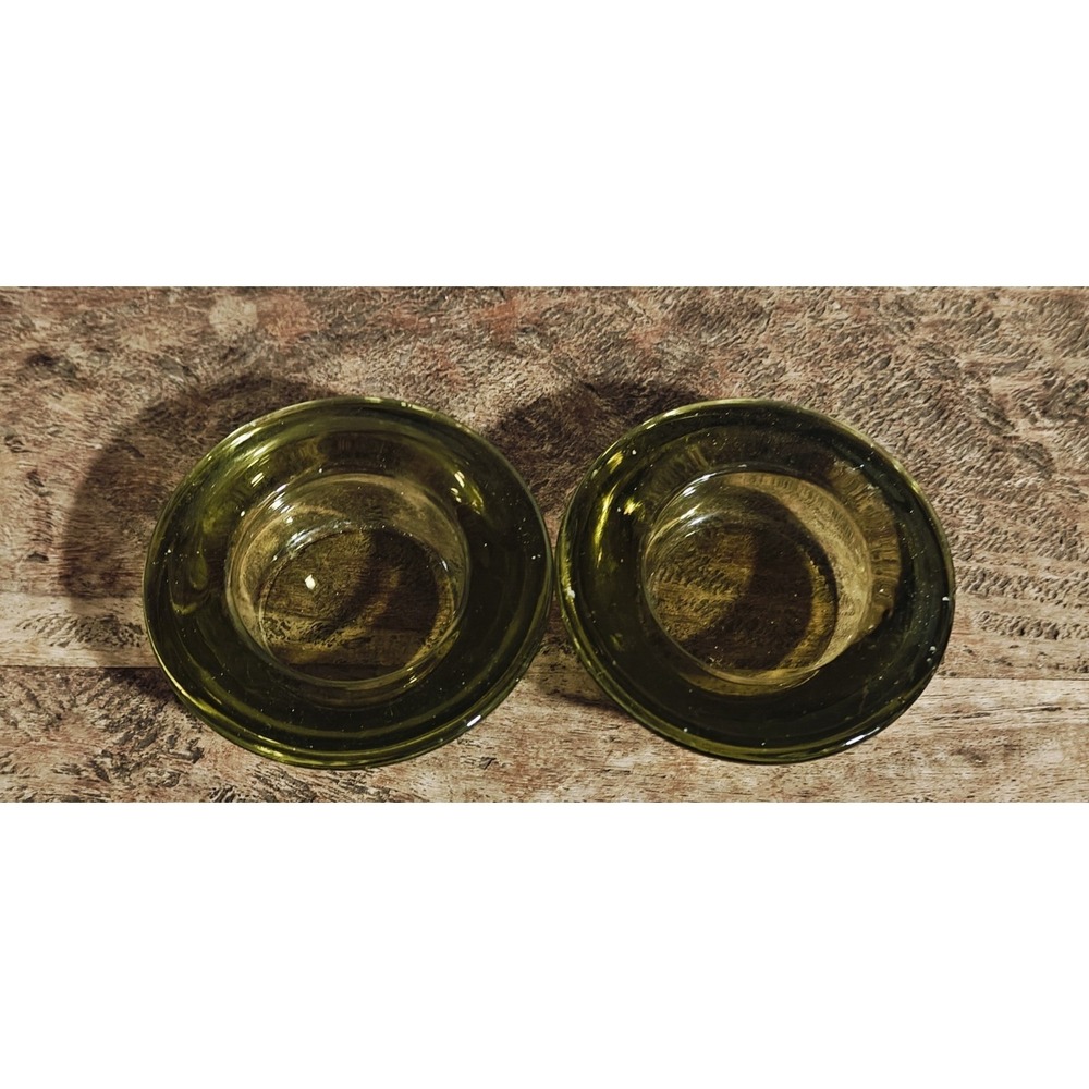 Set Of Two Vintage Vaseline Glass Votive Candle Holders - Picture 4 of 4